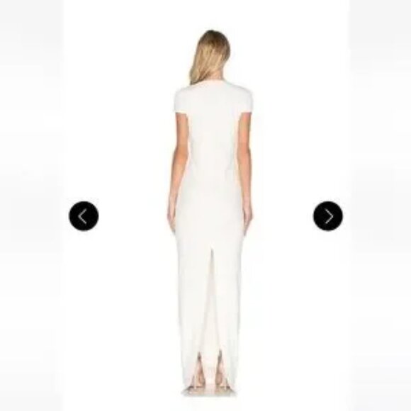 Solace London Cream V Neck Cap Sleeve Evening Gown - Picture 3 of 5